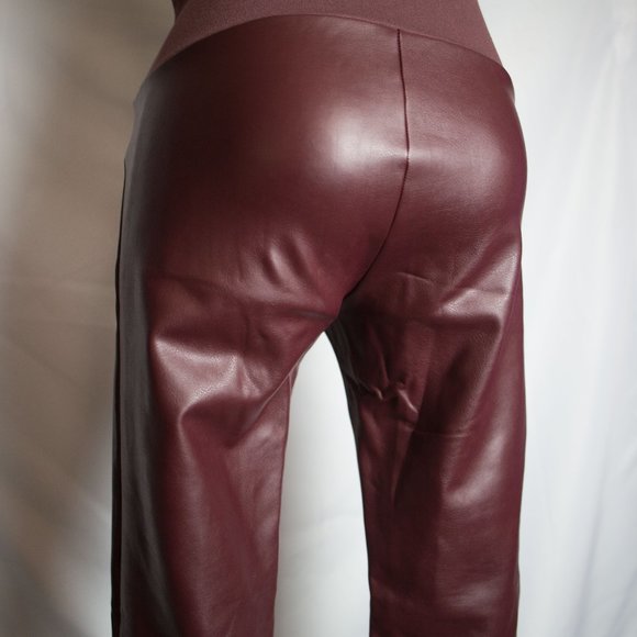 Spanx Assets Red Wine Faux Leather Leggings Small - Picture 8 of 14